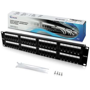 Cat6a Patch Panel 48-Port Unshielded Horizontal Rack Mount 2U