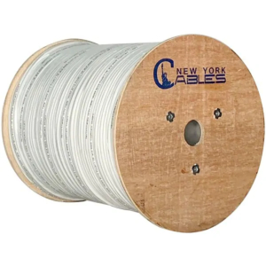 RG59 Plenum | Siamese | Direct Burial 20AWG Solid Bare Copper with 95% CCA Braid, 18/2 Bare Copper Power Cable 1000ft Wooden Spool